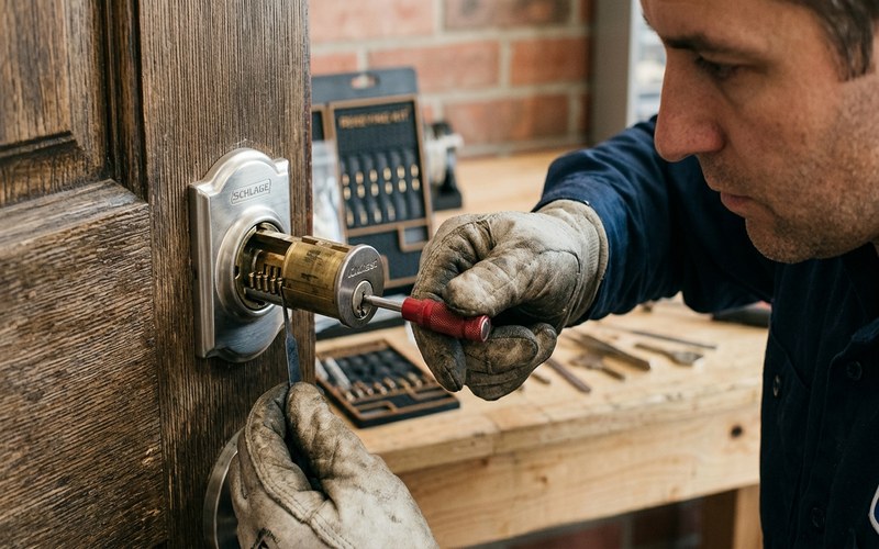 Locksmith rekeying deadbolt cylinder for Milpitas apartment complex